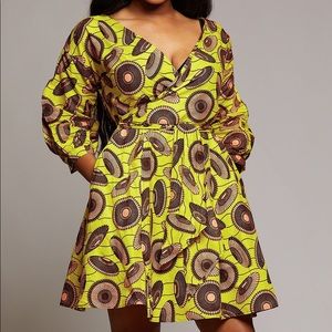 Real Netta African Print Knee Length Wrap Dress